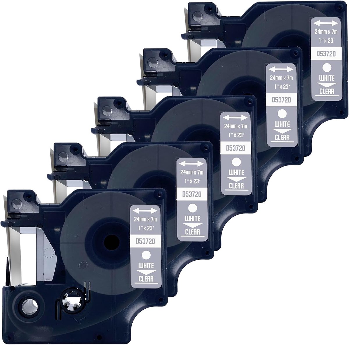 Label tape 24mm - Wit op transparant - Permanent hechtend - Geschikt voor Dymo - ShopVlot
