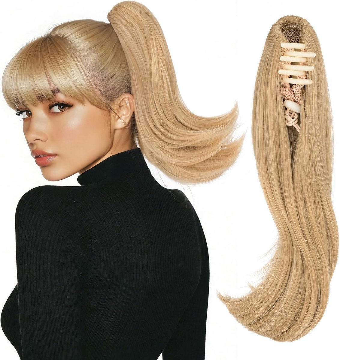 Ponytail Clip Lange Krullend Haarverlenging - Hittebestendig - Natuurlijk Uiterlijk - Eenvoudig Te Bevestigen - ShopVlot
