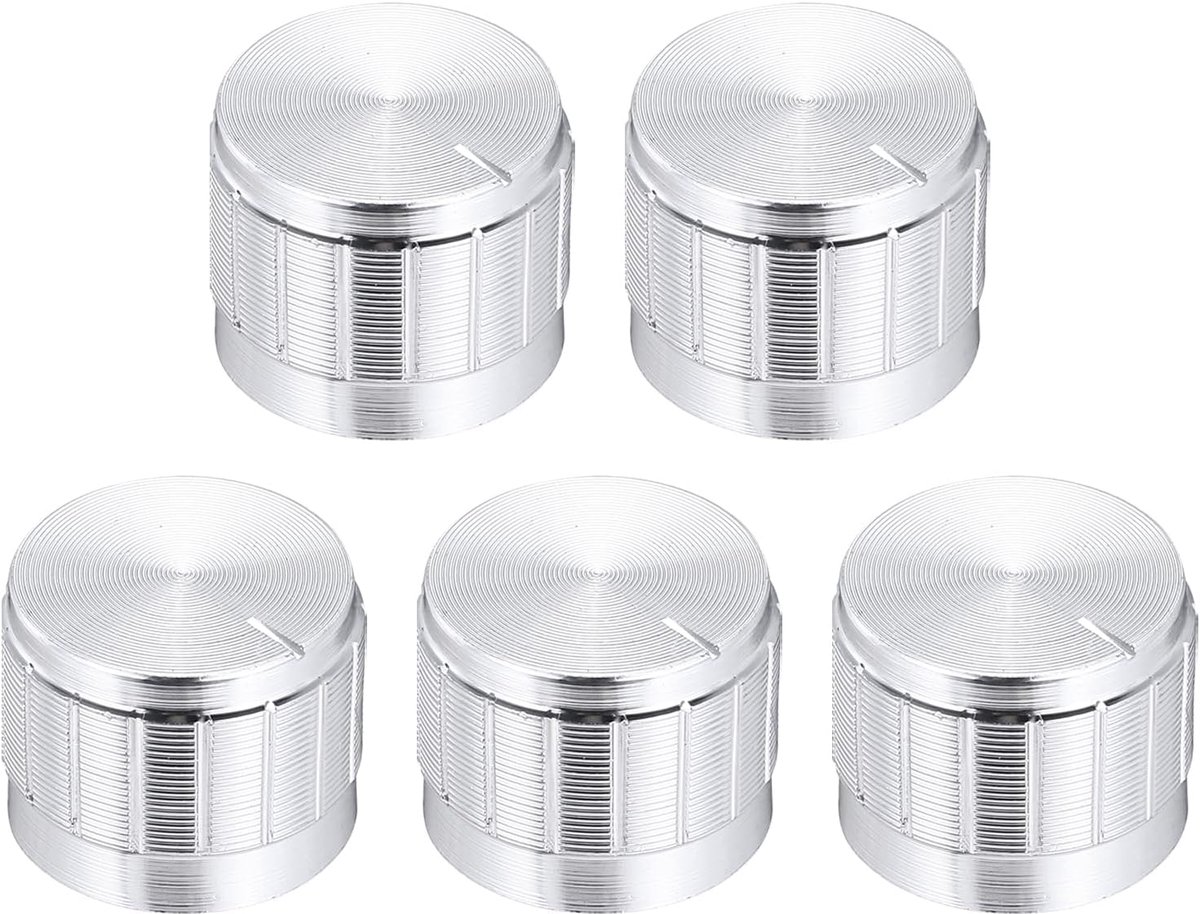 Potentiometer Knoppen 5pcs - Gerändelte Aluminium - 6mm As Diameter - Voor Gitaren Volume Controle - ShopVlot