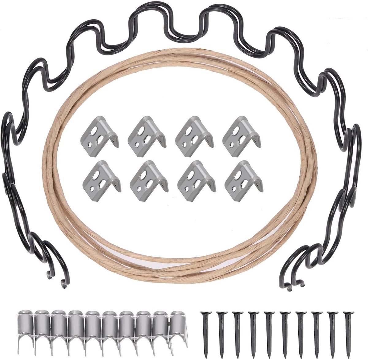 Sofa spring reparatiekit 51-delig - Inclusief veren, clips en schroeven - Voor het herstellen van meubels - ShopVlot