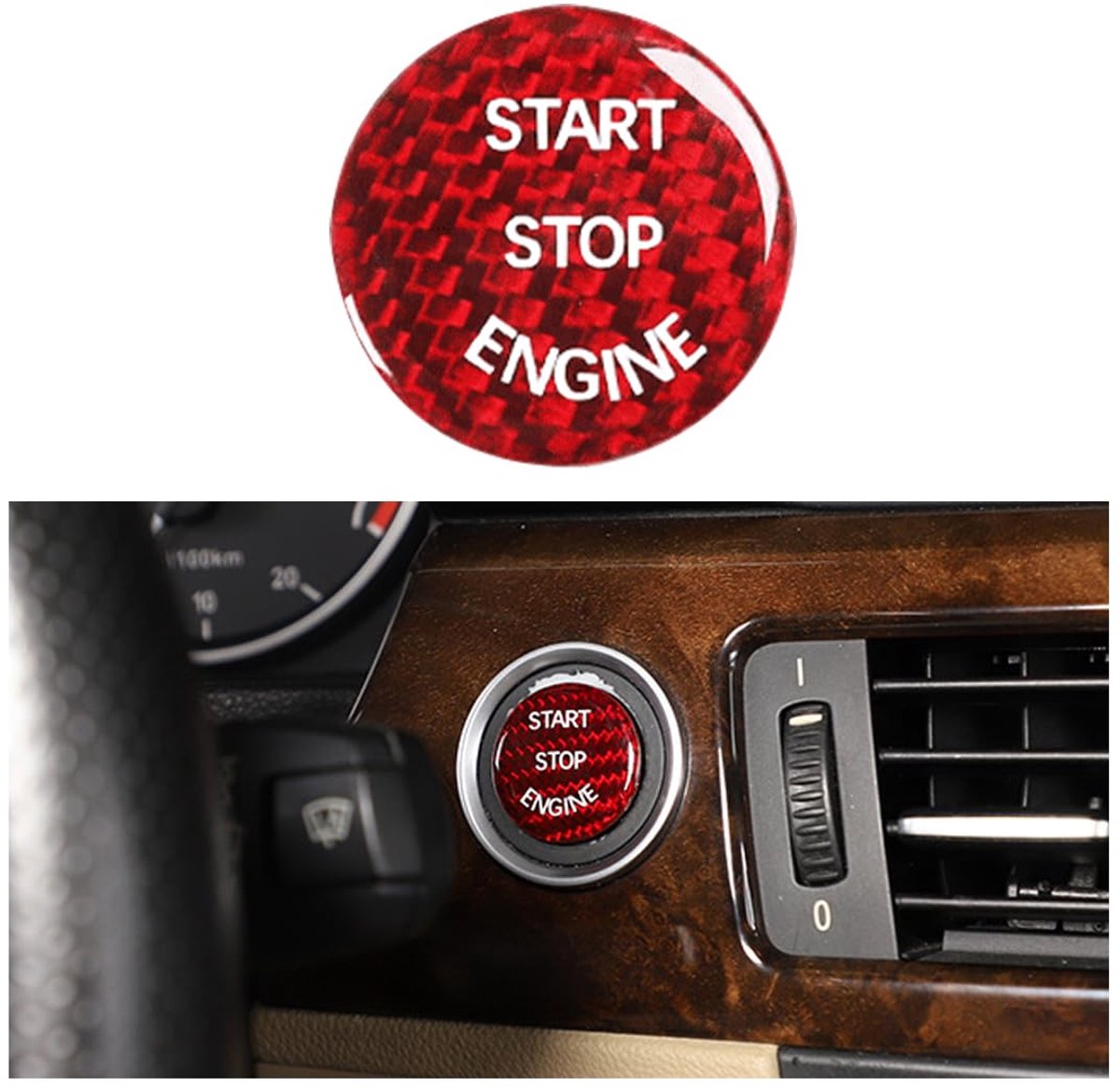 Startknop Cover - Carbon Fiber - Rood - Bescherming tegen krassen en slijtage - ShopVlot