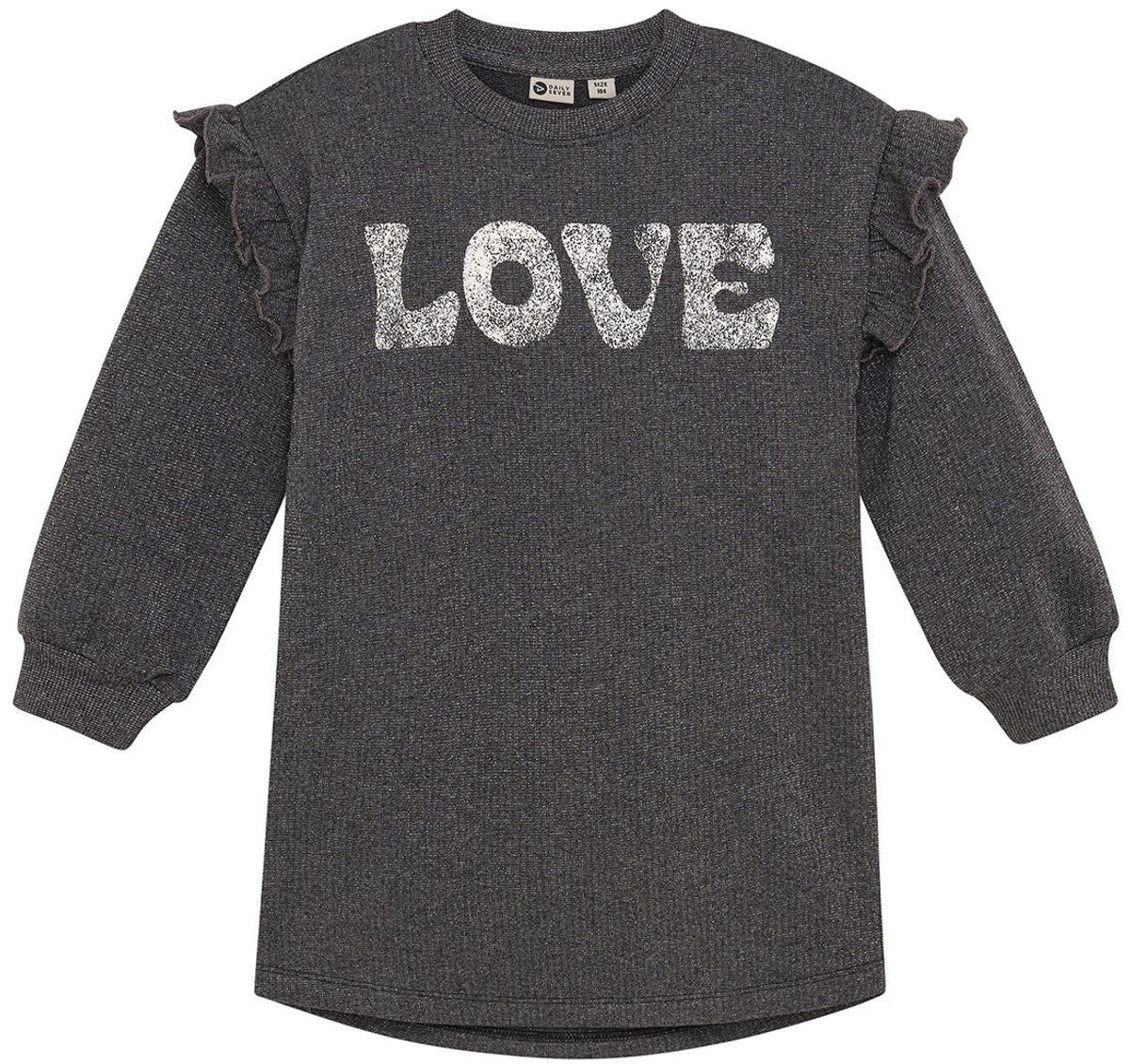 DAILY7 Sweatdress Print Truien & Vesten Meisjes - Sweater - Hoodie - Vest- Antraciet - Maat 116