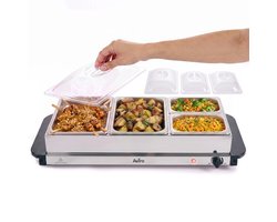 Aviro Buffetwarmer - Chafing Dish - Elektrisch - 2 x 2,5 Liter & 2 x 1,2 Liter - Incl. Deksel - 300W - RVS