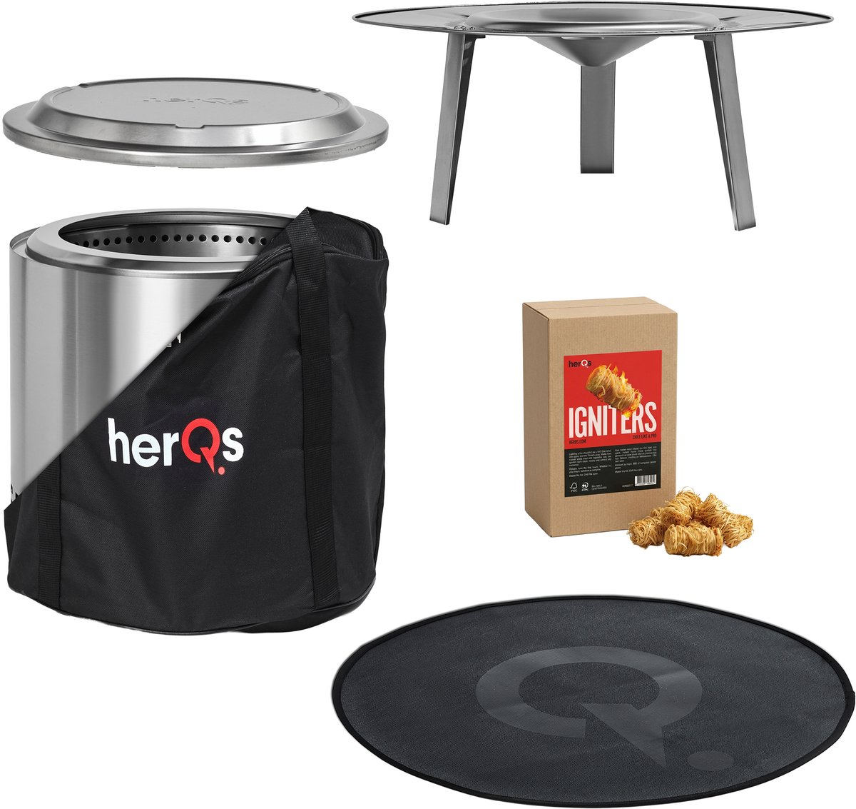 herQs Blaze Ultimate Bundle - Blaze Firepit met alle accessoires Voordeelbundel - Rookloze vuurkorf - Geurloze vuurkorf