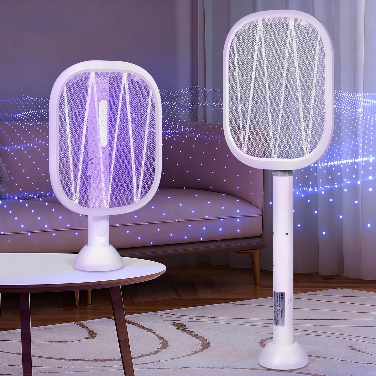 XUNIVERS Elektrisch insectenracket, elektrisch muggenracket 4000 V 1500 mAh Oplaadbaar met stabiele basis tegen - ShopVlot
