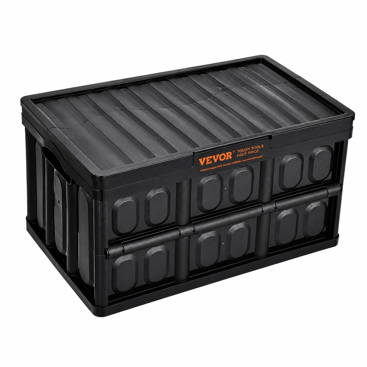 Sellino Opbergbox - Met deksel - Set van 3 - 45L - Stapelbaar ruimtebesparend - Zwart - 52,5 × 36 × 30cm - Materiaal roestvrij