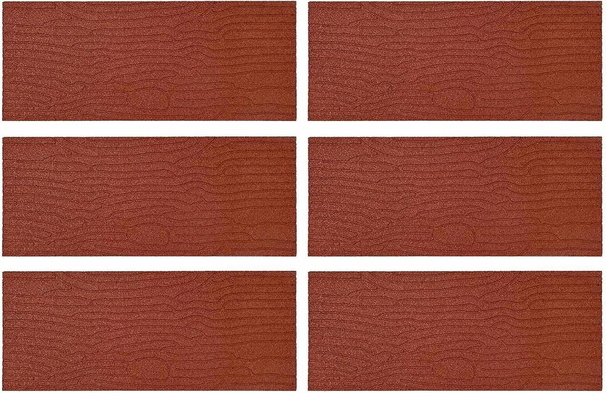 Looppadstenen Set - Tuintegels Rubber - Veilig Tuinpad - Antislip Oppervlak - 6 stuks - Rood