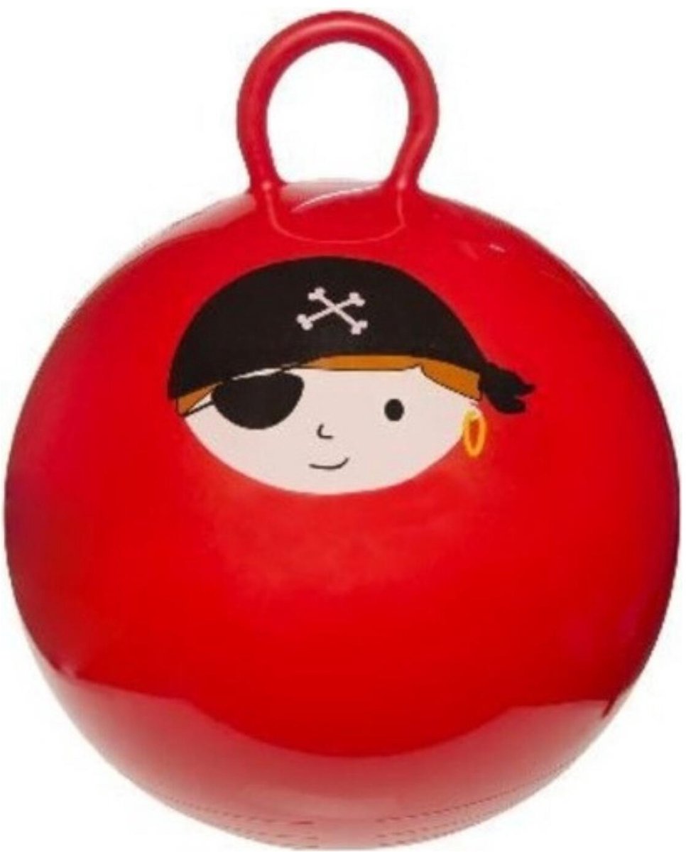 Skippybal rood met piraat 45 cm - Skippyballen buitenspeelgoed voor kinderen
