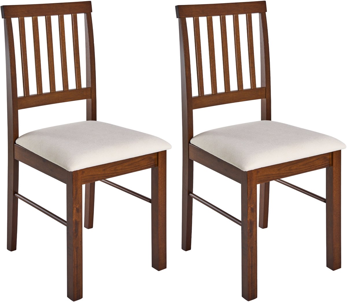 ORONO - Set van 2 stoelen - Donkerbruin/Lichtbeige - Rubberhout