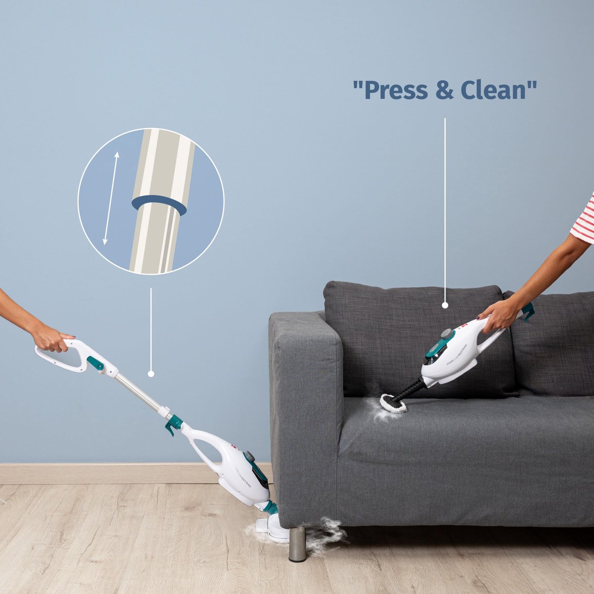 SnelShoppen - Di4 Steamclean Multi10 Max 10 in 1 stoomreiniger, 1500W, verwijdert 99,9% virussen en bacteriën, reiniging zonder chemicaliën, wit