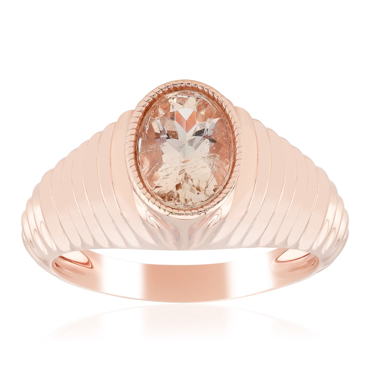 Cavill - Zilveren ring 925 sterling met Braziliaanse morganiet 0,97 ct - Ovaal geslepen - Rosé verguld - Elegante sieraden dames