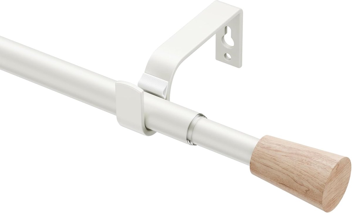 SnelShoppen - Verstelbare Witte Gordijnroede 76-280cm, 16/19mm Met Bevestigingsset, Voor Oogletgordijnen, Uniek Design Eindstuk, Decoratie Woonkamer S
