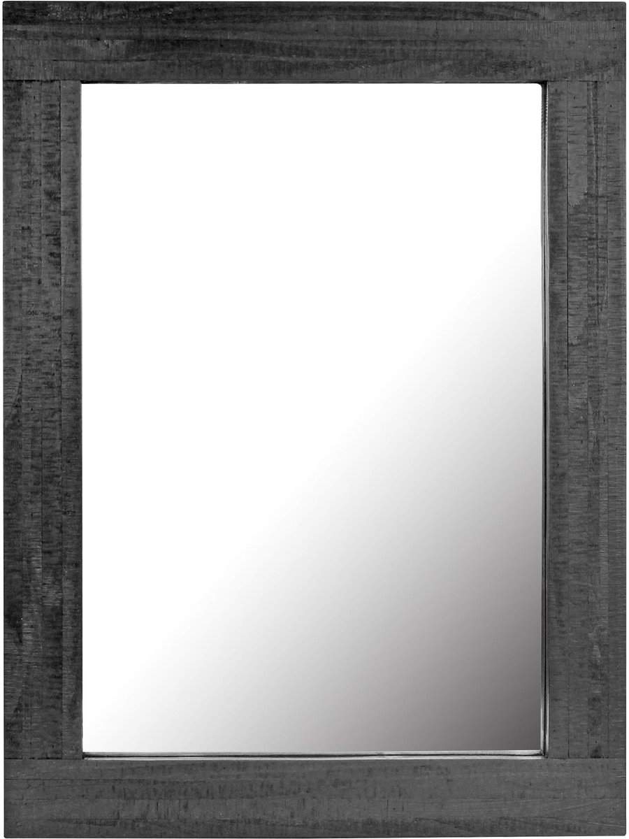 SnelShoppen - Hangende Wandspiegel 24"x18" - Zwart Hout - Verticaal/Horizontaal - Decoratieve Spiegel voor Woonkamer, Slaapkamer, Badkamer en Entree