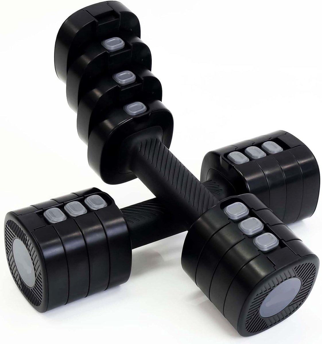 SnelShoppen - Dumbbell Halters Verstelbaar, 4-in-1 Fitnessapparaat met 2 Gewichten van 1 tot 2,5 kg, Thuis Fitness, Trainingsaccessoire, Zwart