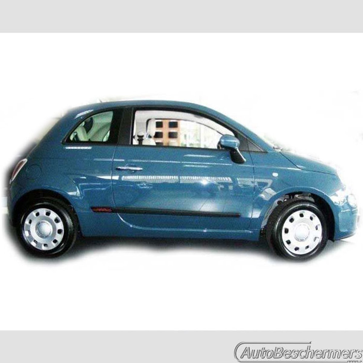 Stootlijsten set zwart + rood icoontje voor Fiat 500 en 500 CC 10.2007-. De stootstrips zijn zelfklevend. Set a 4 stuks (#H25R)