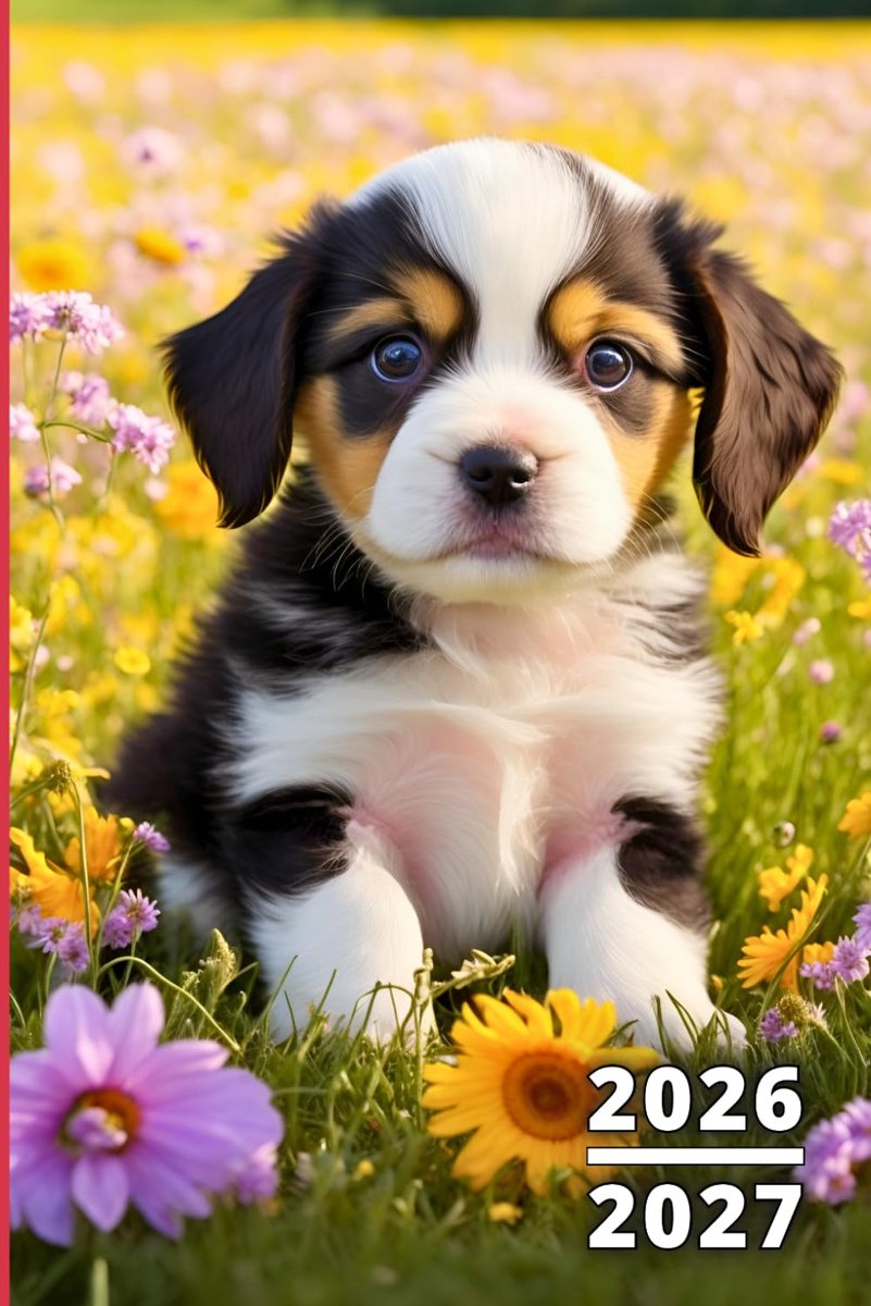 SnelShoppen - Agenda Scolaire 2026 2027 Chien - A5, 1 dag per pagina, schattige puppy cover, ideaal voor jongens en meisjes, schoolagenda voor basissc