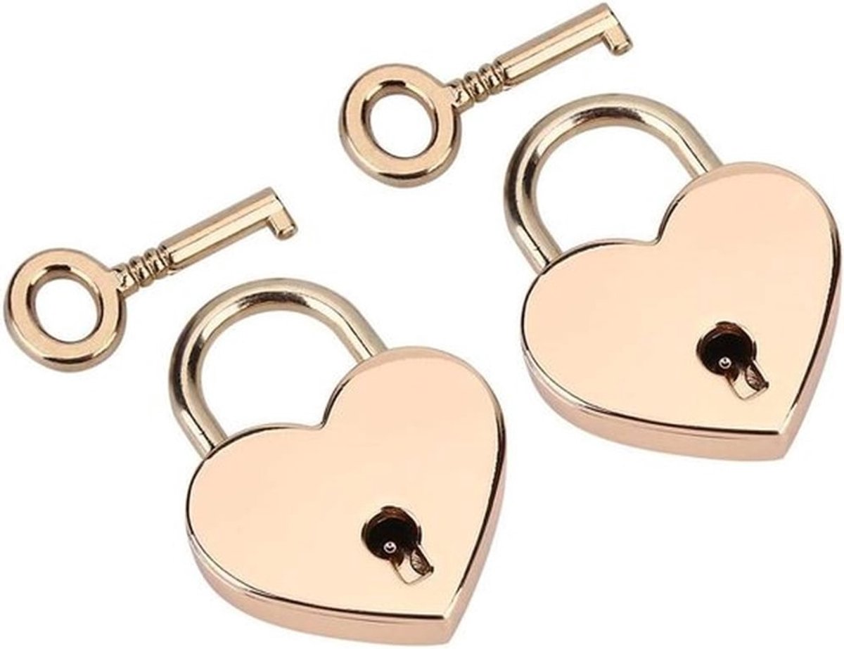 Hartvormig Hangslot Met Sleutel, 2 Sets - Klein - Metalen - Bagage - Dagboek - Sieradendoos - Beveiliging - Accessoire