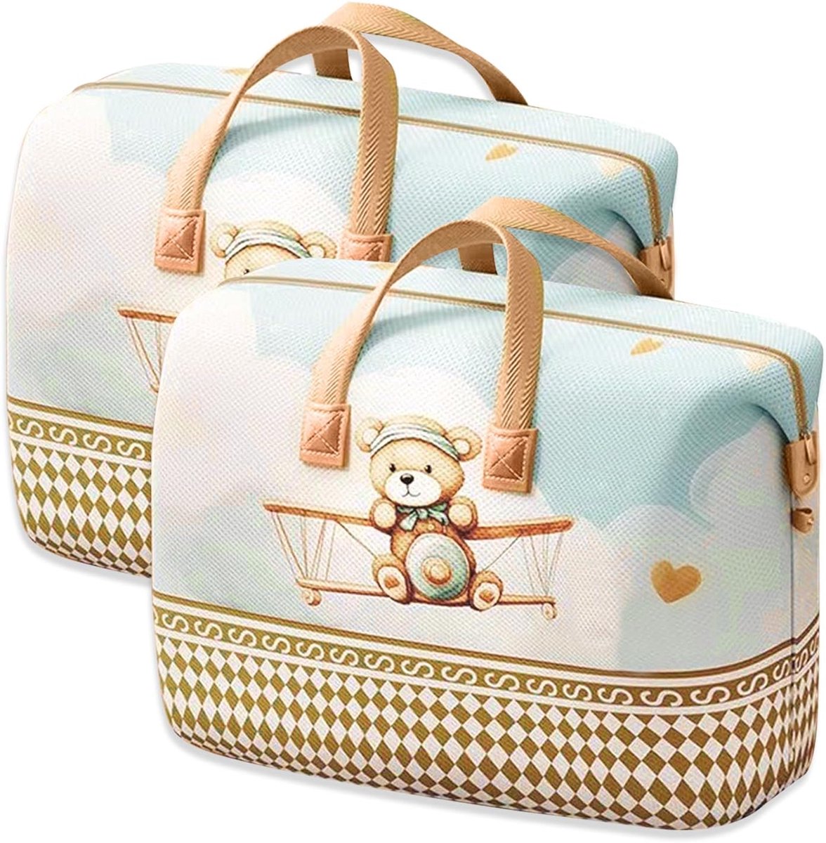 SnelShoppen - Zipper Storage Bag 2 Pack - Grote Opbergzakken 120 Liter - Bedlinnen, Dekens, Kleding - Transporttas voor Vakantie - Niet-geweven Stof,