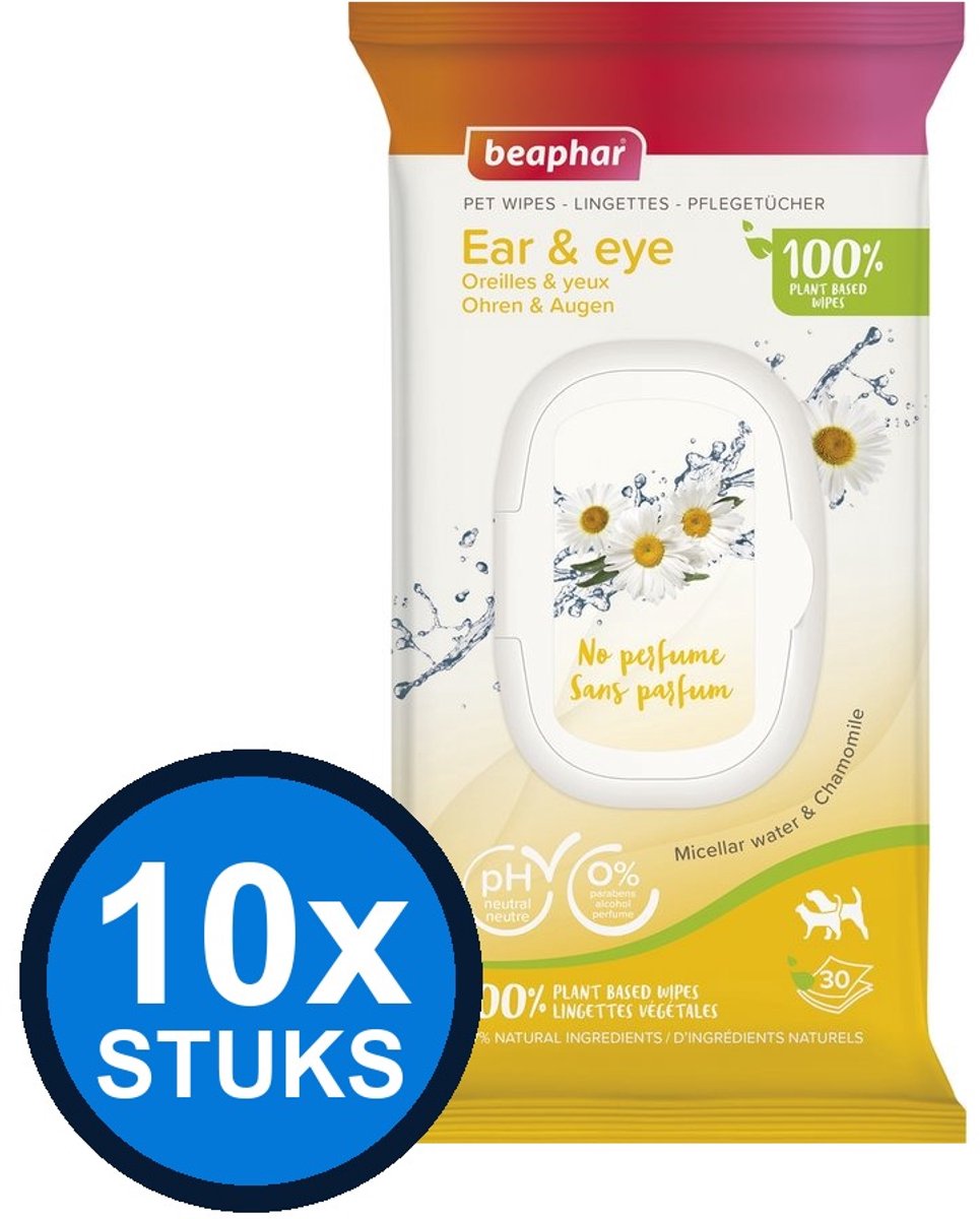 10x Beaphar - Dierendoekjes ogen&oren 30st