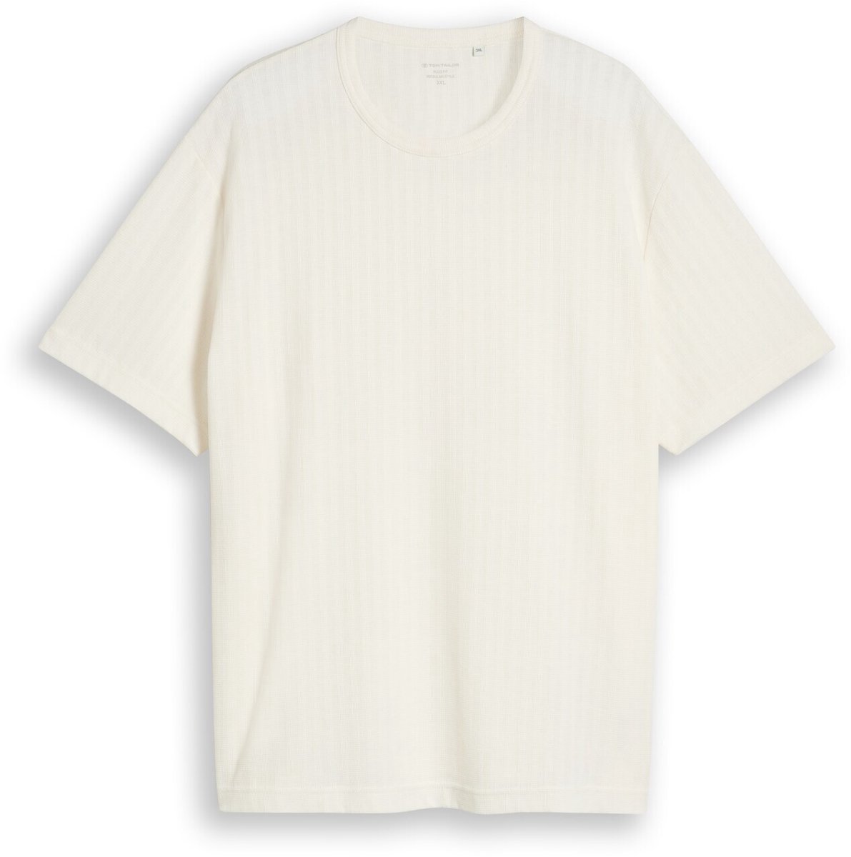 Tom Tailor - Plus Size - T-shirt met wafelstructuur - Maat 4XL - Gardenia White