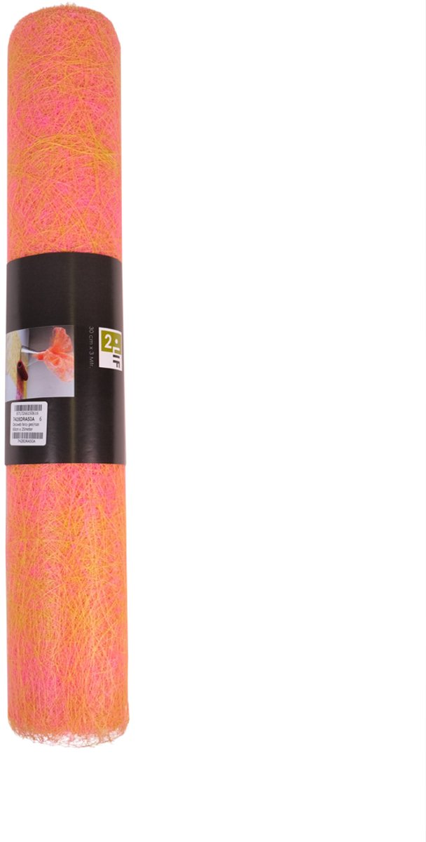 Decoweb Fancy Tafelband geel/roze 60cmx25mtr