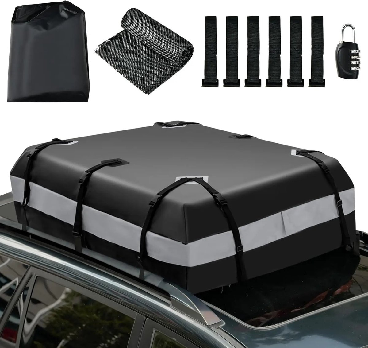 NordHaus Dakkoffer voor Auto - Daktas - Dakbagagebox - 100% Waterdicht PVC - 420 L Opbergruimte met Cijferslot