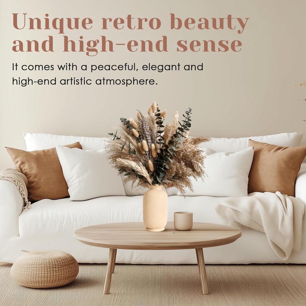 SnelShoppen - Set van 92 Gedroogde Bloemen en Pampasgras, Natuurlijke Boho Decoratie met Hazenstaart, Riet en Eucalyptus voor Bruiloft, Woonkamer, Taf