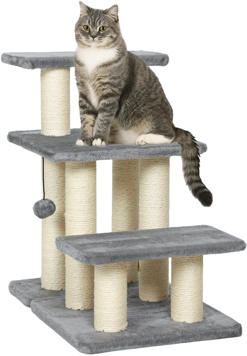 3-Traps Hondentrap 54 cm – Huisdierentrap voor Kleine Honden – Grijs/Cremewit