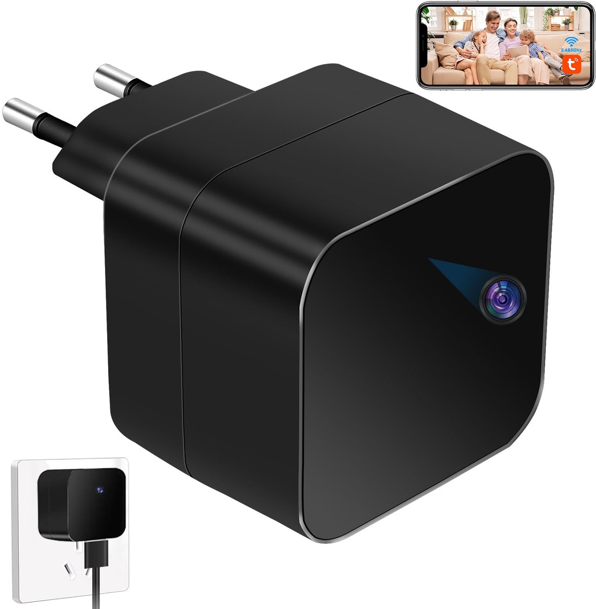 SnelShoppen - Verborgen WiFi Camera 5G met USB-Oplader, Mini Spionagecamera HD 1080p met Bewegingsdetectie, Loopopname en Afstandsweergave via App voo