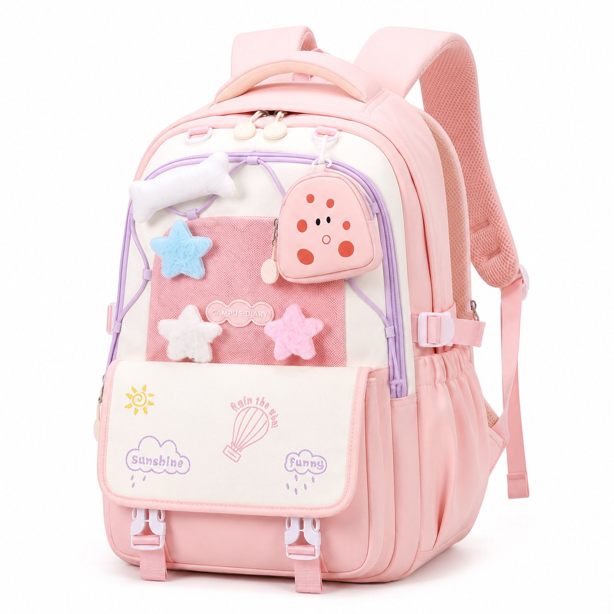 Bobypet Schooltas Meisjes - 22L Laptop Rugzak voor Middelbare School - Waterbestendige Rugzak voor Tieners - Roze