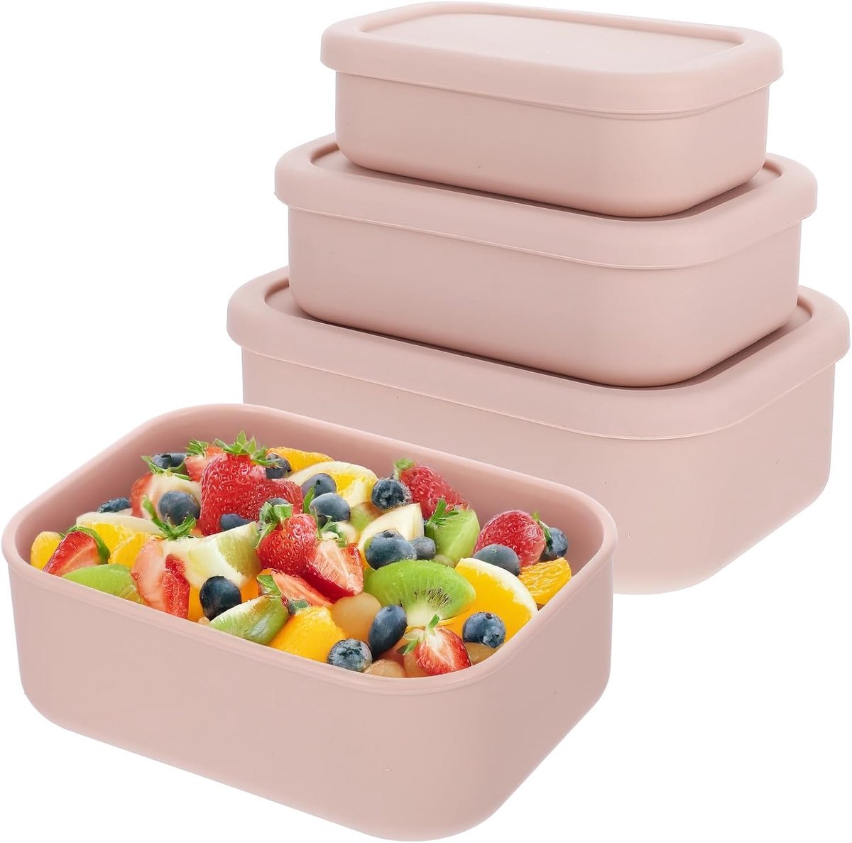Bobypet Set van 3 Siliconen Vershoudbakjes - Opvouwbare en Lekvrije Lunchbox met Deksel - BPA-vrije Bewaardoos voor Koelkast en Magnetron