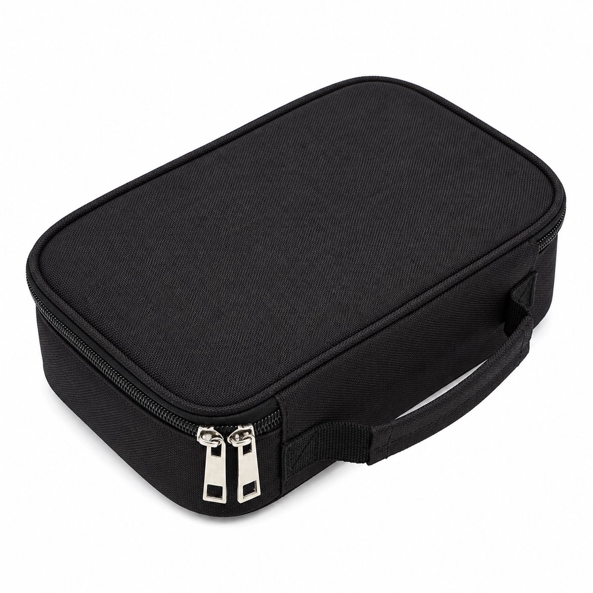 Bobypet Grote Zwarte Etui met 3 Vakken - Multifunctionele Oxford Pouch voor School, Studie en Kantoor