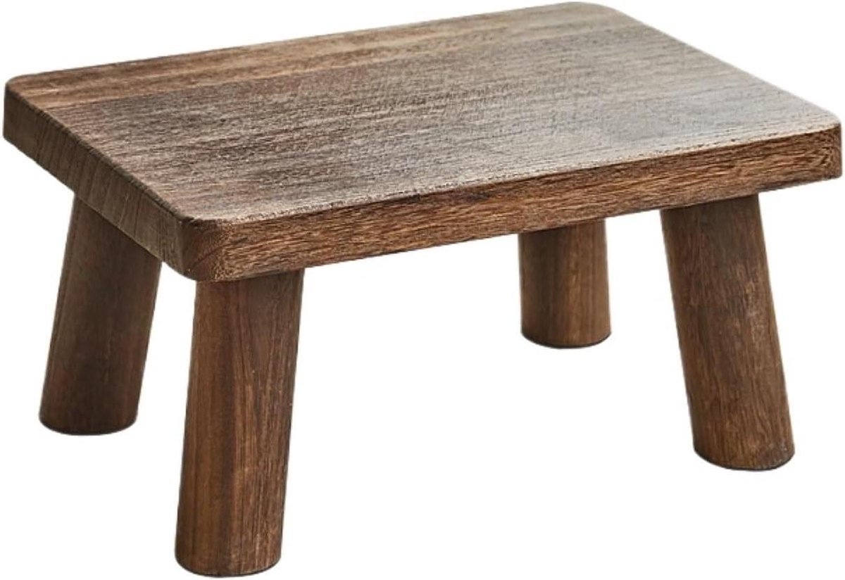Massief Houten Krukje met Ovalen Vorm - Multifunctionele Voetenbank, Salontafel of Plantenstandaard