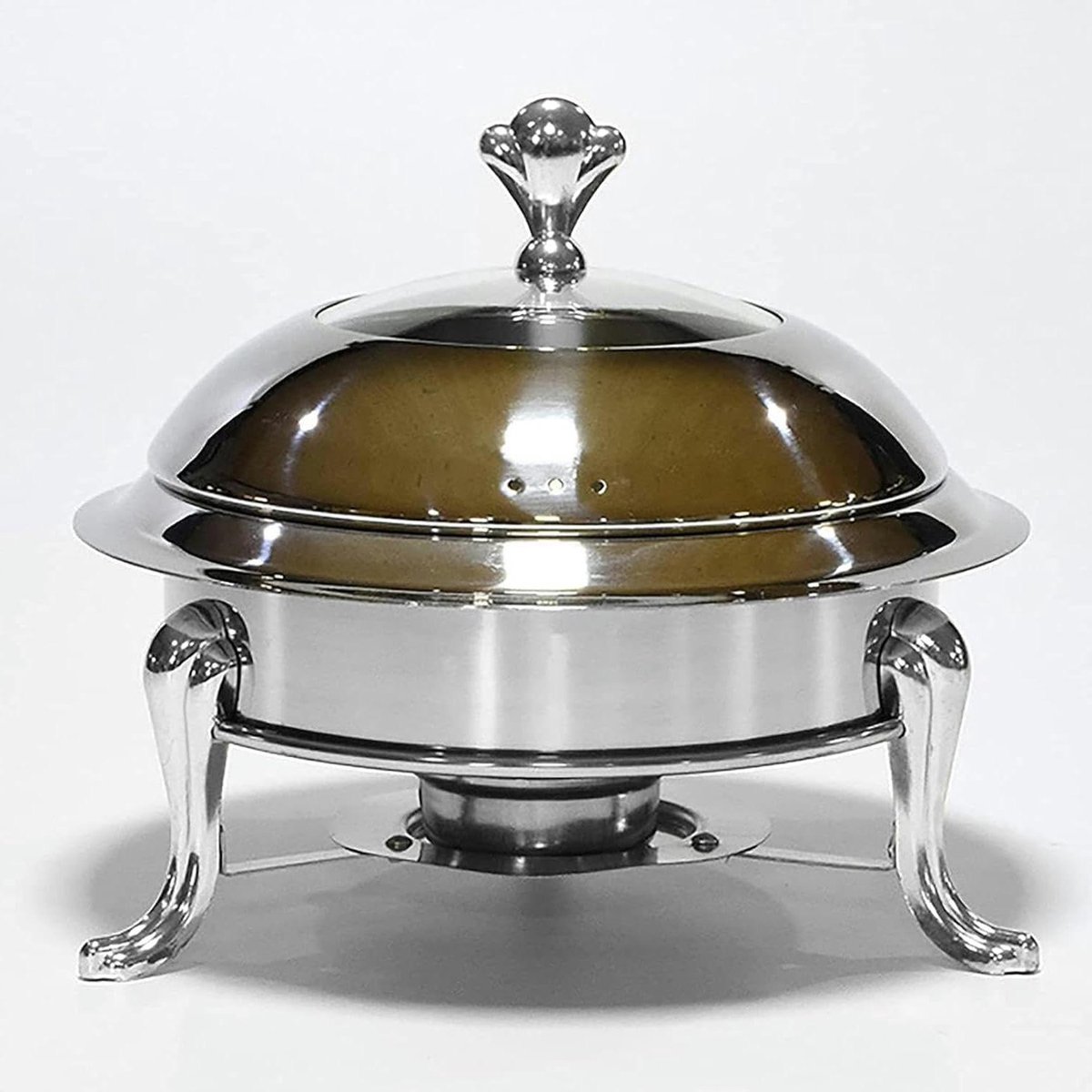 Voedselverwarmer Buffetset - Warmhoudplaat Schaalschaal - Feesten Dineren - Duurzaam Rond Ontwerp - Grote Capaciteit - Zilver