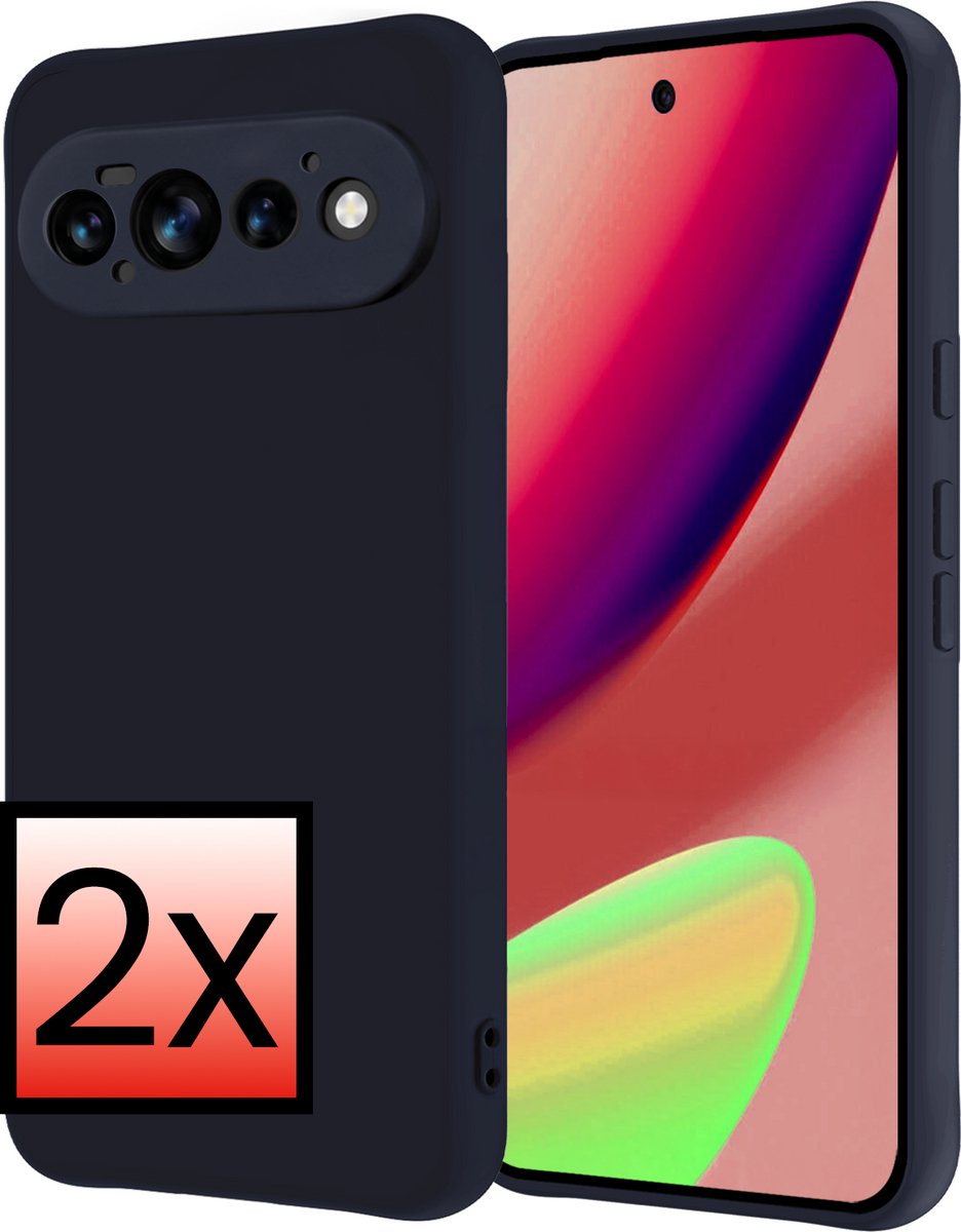 Hoesje - 2 Stuks - Geschikt voor Google Pixel 11 Pro - Sterk & Shockproof - Case Siliconen - Back Cover - Telefoon Hoes - Donkerblauw