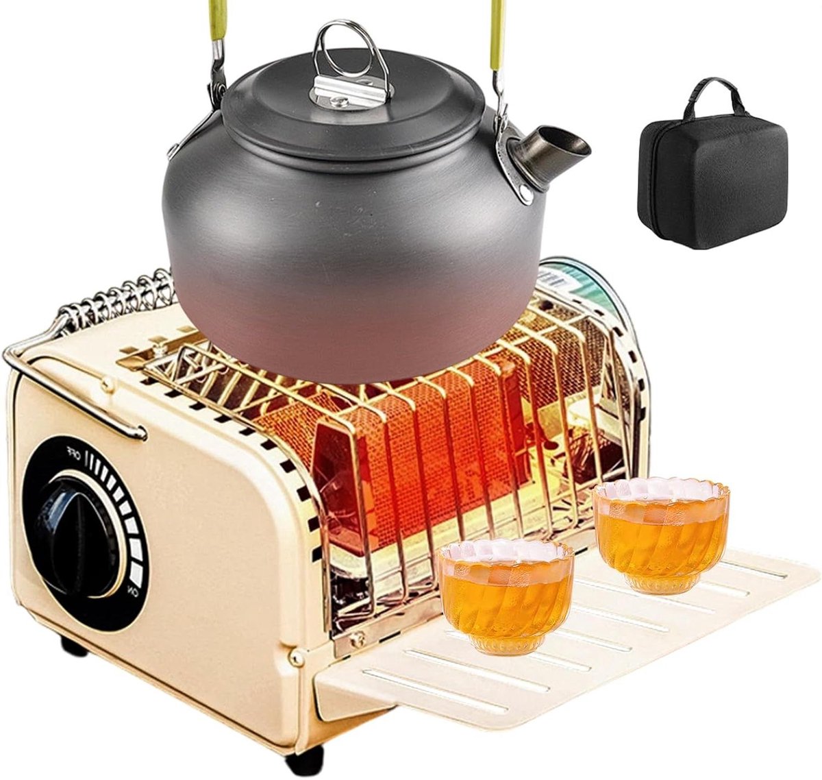 Draagbare Kachel - Outdoor Fornuis - Kamperen en Vissen - Constante Prestatie - 1200 Watt - Kaki Groen