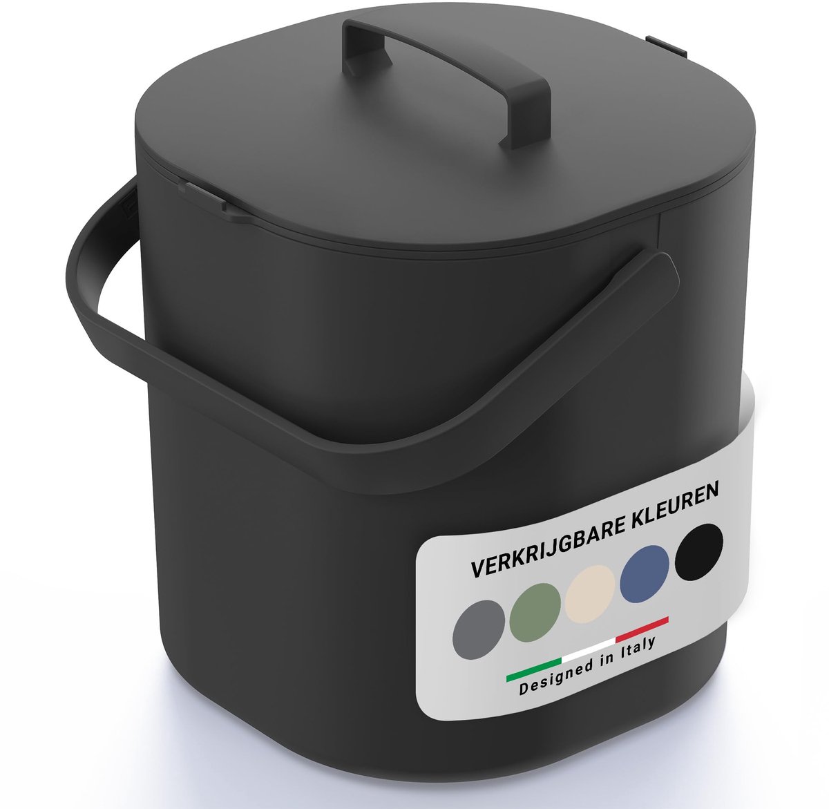 SnelShoppen - GFT Afvalemmer Keuken 6L - Biobak met Ophangbaar Deksel & Binnenzeef - Vaatwasbestendig & Geurvrij - Compostemmer in Modern Design - Ver