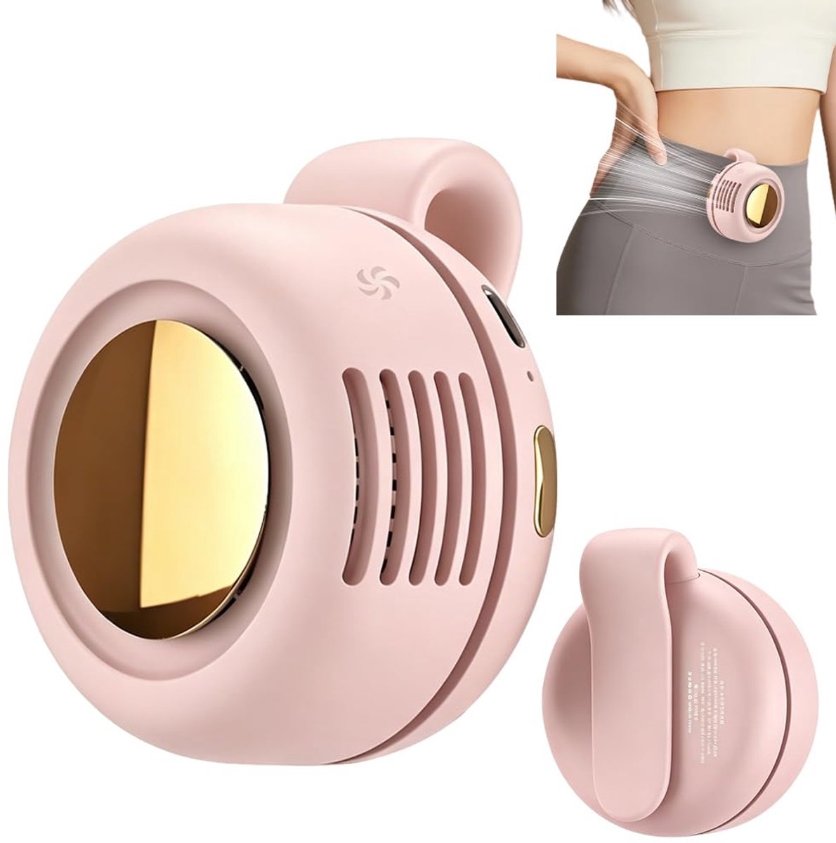 SnelShoppen - Kleine clip-ventilator, draagbare stille mini-ventilator met 3 snelheden, USB-oplaadbaar, tailleclip-ventilator in roze voor outdoor, re