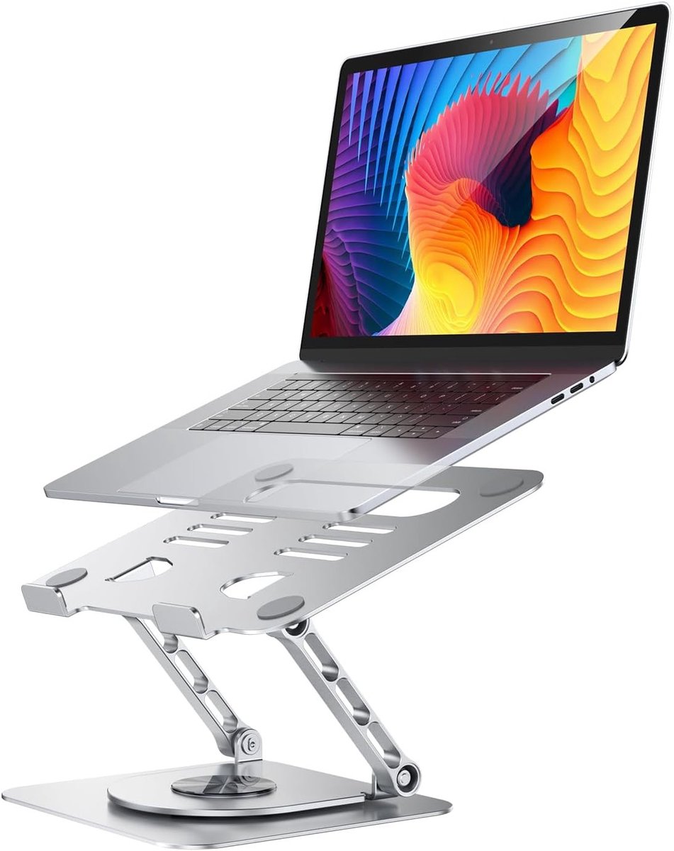 Ergonomische Laptopstandaard voor Bureau, Verstelbare Aluminium Houder met 360° Rotatie voor 10-17 Inch Notebooks, Ideaal voor Thuiswerk en Kantoorgebruik