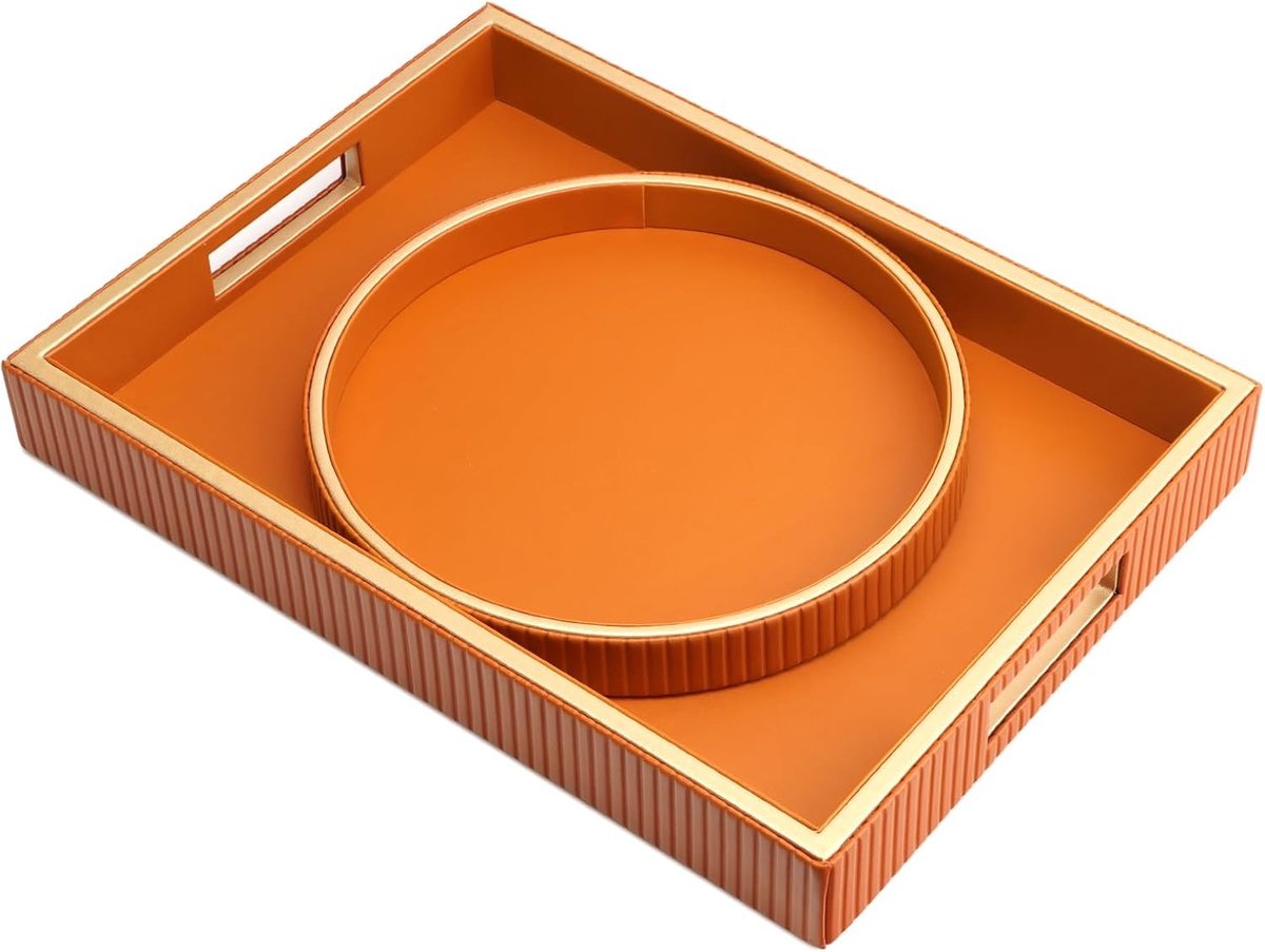 Lederen Opbergtray voor Bureau - Decoratieve Organizer voor Cosmetica, Telefoon, Portemonnee en Bestek