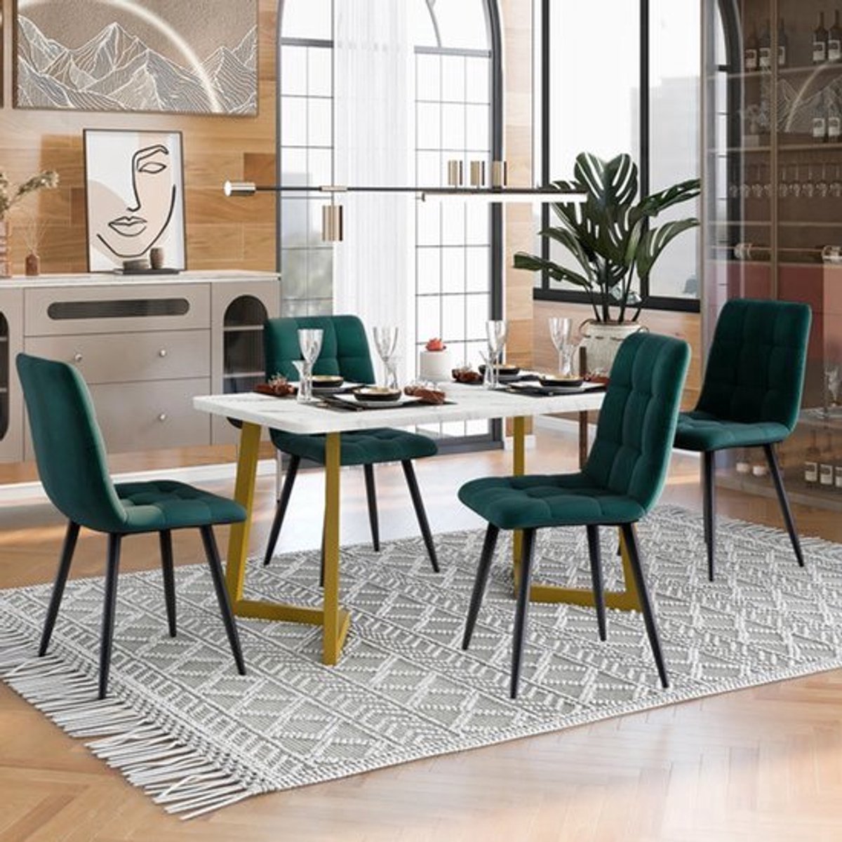 Eettafelset – Dinerensemble – Eettafel Met Stoelen – Keukentafelset – Compact Design – Mar