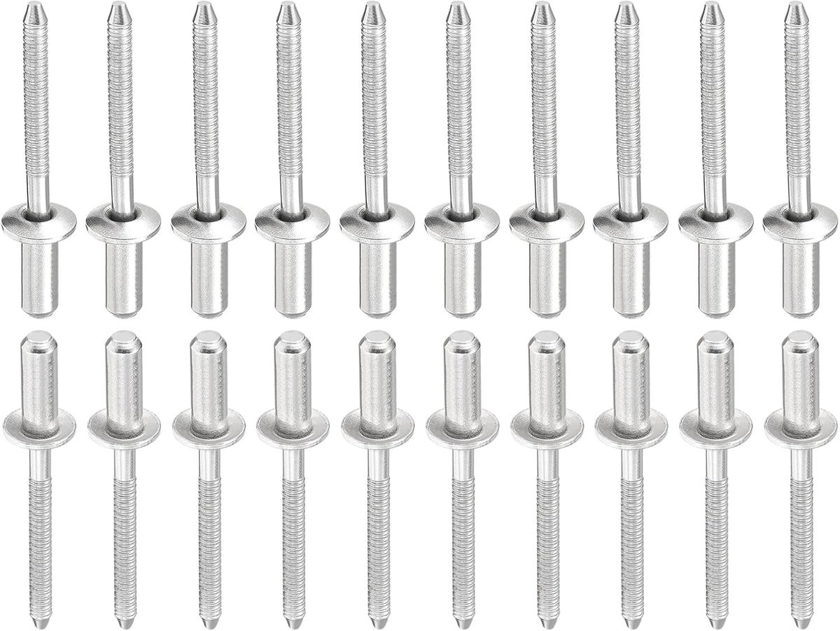 4,8 mm x 13 mm blindklinknagels - 50 stuks - ideaal voor machineverbindingen - roestvrij staal - koepelvormige klinknagels