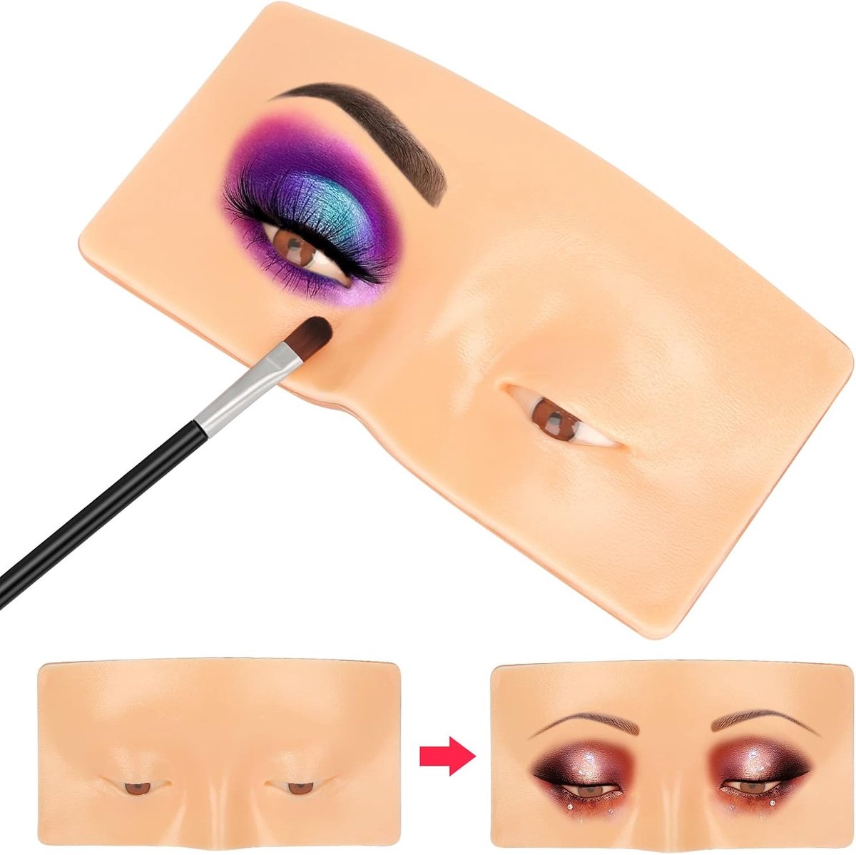 SnelShoppen - 5D Makeup Oefenboard voor Make-up, Herbruikbaar Siliconen Oefenbord, Ideaal voor Wimperextensions, Gezichtsmassage, Make-up en Gezichtss