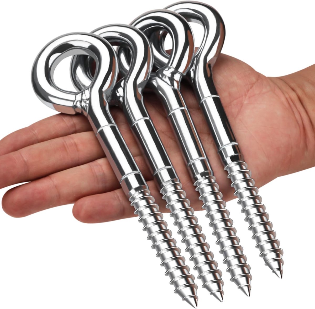 SnelShoppen - 4pcs Ring Bolts M12 x 190 mm, Gegalvaniseerde Schroeven met Grote Gesloten Oog, Ideaal voor Steigers, Ophangsystemen en Duurzame Toepass
