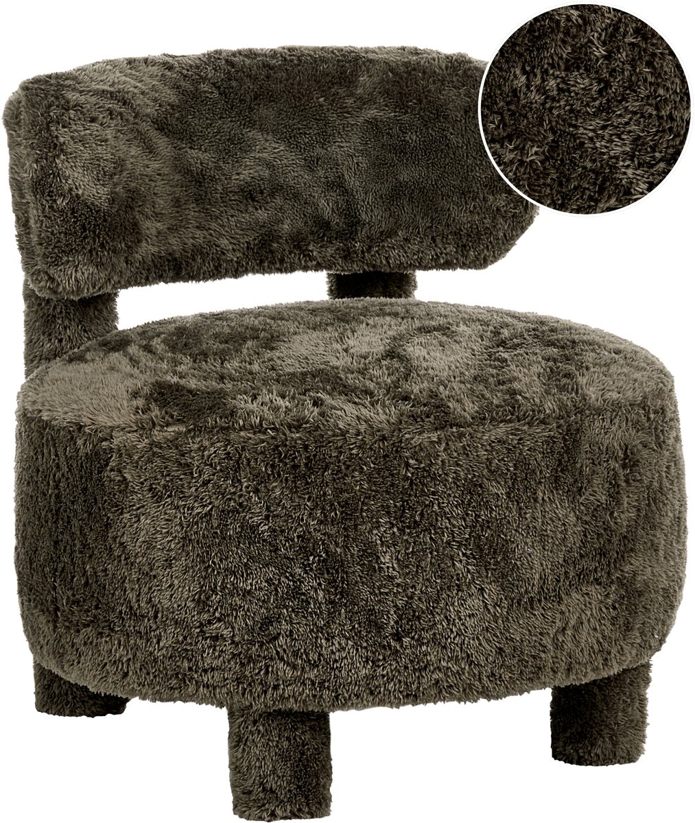 HAMINA - Fauteuil - Donkergroen - Kunstbont
