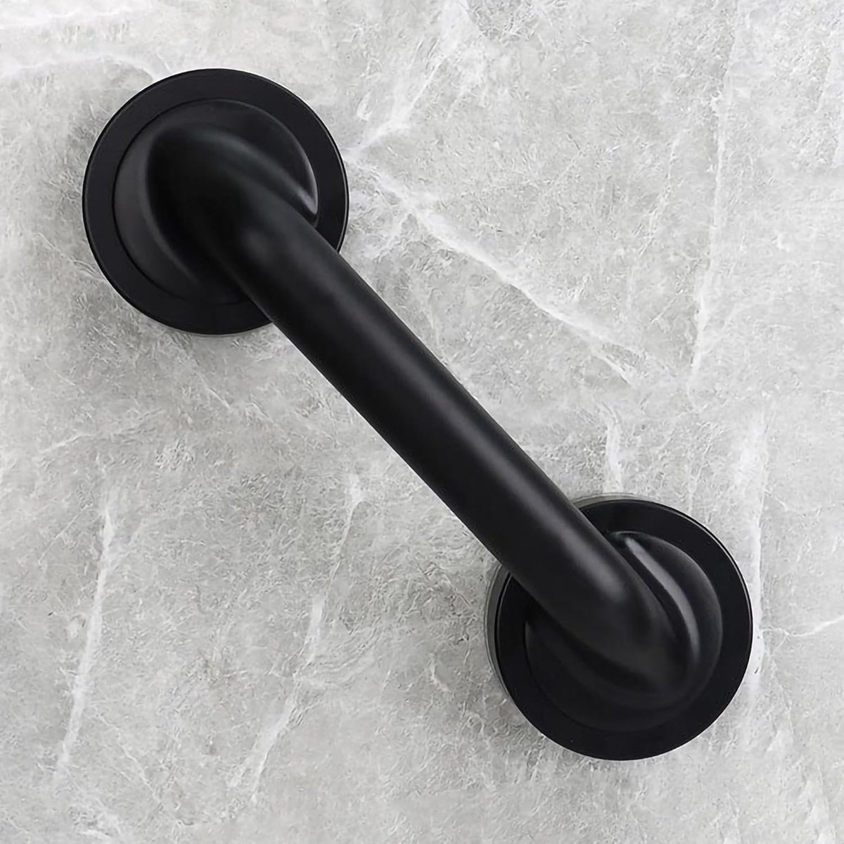 SnelShoppen - Grote Suction Cup Handgreep voor Glasdeuren en Badkamer; 11.4 inch, Geen Boren, Verwijderbaar en Herbruikbaar, Zwart/Wit, Sterke Adsorpt