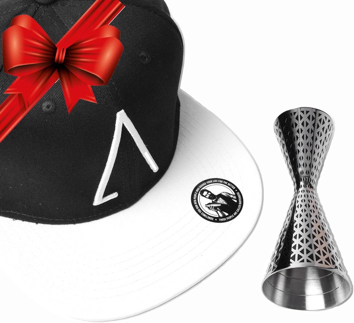 SnelShoppen - Professionele Jigger 30/60ml - RVS 304 - Geometrische Laserstructuur - Nauwkeurige Maatbeker - Zwart Platter Deksel - Keukenaccessoires
