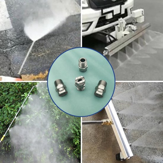 SnelShoppen - 4-delige Hoge Druk Water Broom Oppervlakte Cleaner, 65 Graden, 4 mm Gat Spraypunt, 1/4 Inch Draadverbinding voor Ondervloerreiniger van Snelshoppen — afbeelding 4