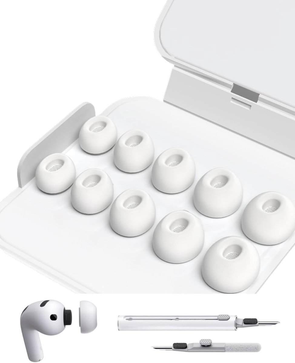 SnelShoppen - 5 Paar Siliconen Oordopjes voor Airpods Pro 3 met Reinigingsset, Antislip Siliconen, Geluidsreductie, Compatibel met Airpods, XXS/XS/S/M