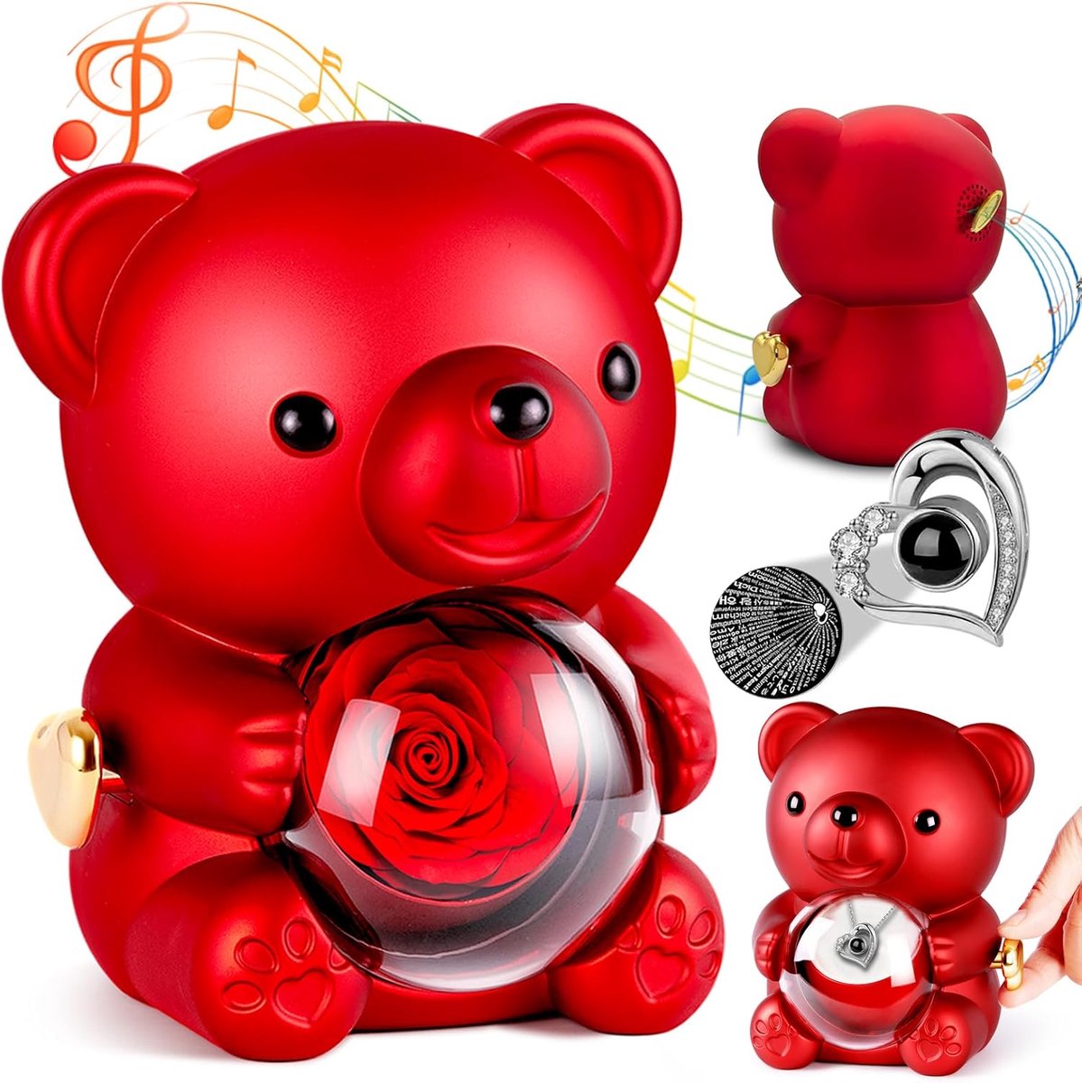 SnelShoppen - Eternal Rose Teddy Bear Gift Box, Infinity Rozen Teddybeer voor Vrouwen, Verjaardag, Valentijnsdag, Kerst, School Eerste Dag, Muziek Let
